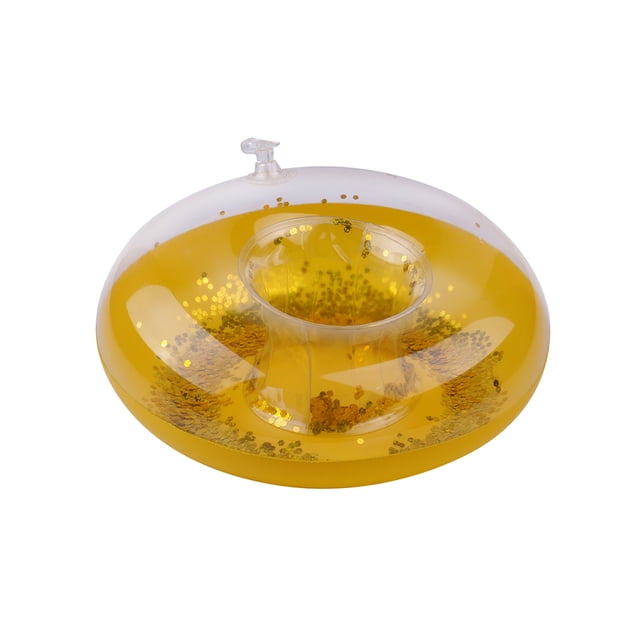 Adults Inflatable Cup Holder Bathing Toy to hold Portable Bar Swimming Pool Birthday Banquet Inflating Drink Accessory Yellow