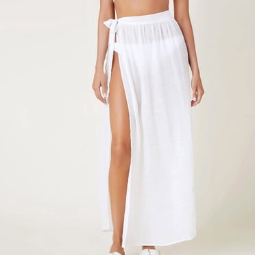 CEHVOM Women Solid Swimsuit Cover Up Mesh Bikini Swimwear Beach Cover-Ups Wrap Skirt