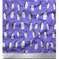 thumbnail image 1 of Soimoi Purple polyester Crepe Fabric Penguin Ocean Print Fabric by the Yard 52 Inch Wide, 1 of 3