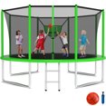 thumbnail image 1 of KOFUN 1200LBS 12FT Trampoline for Kids and Adults Outdoor Backyard Trampoline with Safety Enclosure Net, Removable Basketball Hoop, Ladder, A Ball, Green, 1 of 7