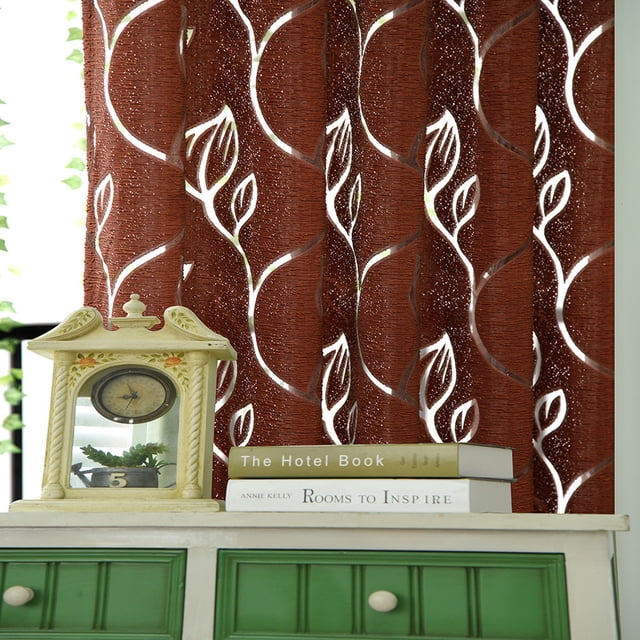 Kyusrd Summer All Home Savings!1 PCS Vines Leaves Door Window Curtain Drape Panel Sheer Scarf Valances