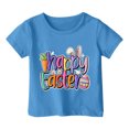 thumbnail image 3 of MIASHUI T-Shirt Graphique de Pâques à Manches Courtes pour Filles, Bleu, 6-7 Ans, 3 of 4