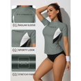 thumbnail image 3 of Women's Surfing Sun Protection Short Sleeve Rush Guard Camping Workout Sport Shirt, 3 of 6