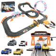 thumbnail image 1 of 2-in-1 Slot Car Race Track Sets - Electric Race Car Track with 4 High-Speed Racing Cars, Dual Racing Game Lap Counter Circular Overpass Tracks, Remot, 1 of 9