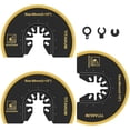 thumbnail image 1 of 3Pcs Oscillating Saw Blades Bi-metal Titanium Coated Multitool Blades Semicircular Sharp Oscillating Blades Fast Cutting Saw Blades with Gasket Adapters, 1 of 9