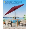 thumbnail image 2 of Patio Umbrella Market Umbrella 9ft Deep Red - 8-Rib Waterproof & UV Protection, Tilt & Crank Lift for Outdoor Table, Garden, Deck, Poolside (1-Pack), 2 of 7
