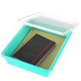 thumbnail image 3 of Storex Flat Storage Tray with Lid, Letter Size, 10 x 13 x 3 Inches, Teal, 5-Pack, 3 of 6