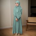 thumbnail image 2 of LUOGENLI Robe Filles Col Rond à Volants Robe de Couleur Unie avec Motif à Volants Longue Robe pour Filles Grande Taille Vert Pâle 3-4 Ans, 2 of 4