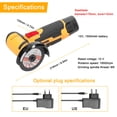 thumbnail image 4 of TFixol 12V High-Speed Mini Angle Grinder with Brush Motor, 19500 RPM, Compact Handheld Cutting and Polishing Tool, Includes 2 Cutting Discs, Ideal for Home DIY Projects (Yellow, Bare Tool), 4 of 6