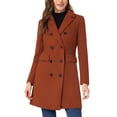 thumbnail image 1 of INSPIRE CHIC Manteau d'Hiver pour Femme à Revers Cranté Trench à Double Boutonnage m Brun Rougeâtre, 1 of 6