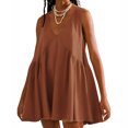 thumbnail image 1 of Ovzne Robes d'Été pour Femmes Robe Mode Été Décontractée Unie Col en V Sans Manches Mini Robe Grande Taille Maxi Robe Liquidation, 1 of 6