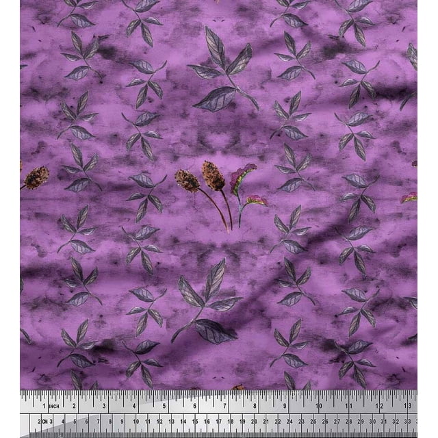 Soimoi Rayon Fabric Leaves Print Fabric by The Yard 56 Inch Wide