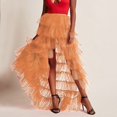 thumbnail image 2 of Jupe Longue Plissée Taille Haute à Volants en Tulle pour Femmes, 2 of 5