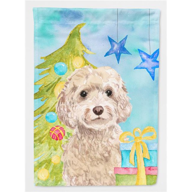 Carolines Treasures BB9410CHF Champagne Cockapoo Christmas Flag Canvas House