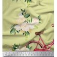 thumbnail image 1 of Soimoi Beige Cotton Jersey Fabric Roses & Bicycle Transport Decor Fabric Printed Yard 58 Inch Wide, 1 of 3