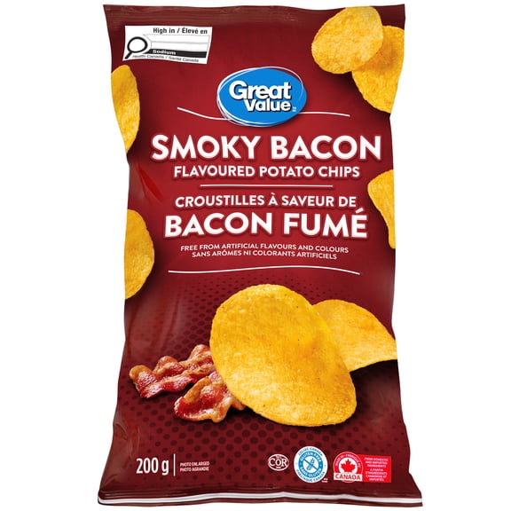 Croustilles à saveur de bacon fumé Great Value