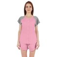 thumbnail image 1 of Inkmeso Solid 2 Pc Nightwear Set For Women Raglan Sleeves Button-Down Top & Shorts Sleepwear-52, 1 of 7