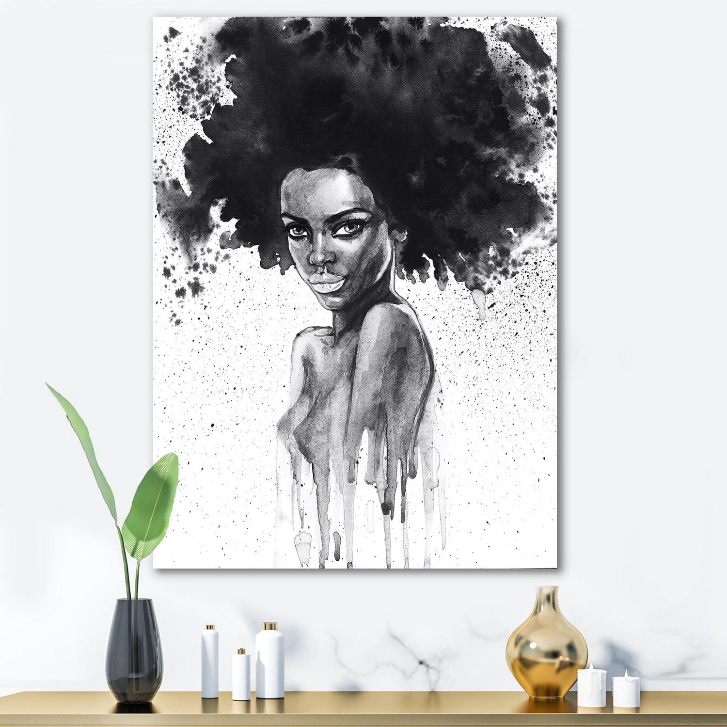 Designart Portrait monochrome de femme afro-américaine III Art mural sur toile