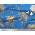 thumbnail image 2 of Soimoi Blue polyester Crepe Fabric Black Berry & Yellow Sparrow Bird Print Sewing Fabric Yard 52 Inch Wide, 2 of 3