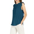 thumbnail image 4 of INSPIRE CHIC Women's Sleeveless Work Blouses Ruffled Pleated Chic Tops Blue Green XL, 4 of 7