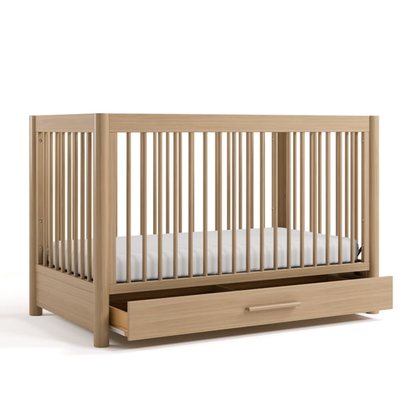 Lit d'enfant convertible 5 en 1 Storkcraft Malta avec tiroir et barrière de sécurité pour tout-petit, Bois flotté