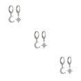 thumbnail image 1 of pitrice 1 Pair Moon Star Earrings Ears Pendant Exquisite Irregular Woman Jewelry Ear Dangle Fashion Accessory for Decor Gifting Using Silver 3Set, 1 of 6