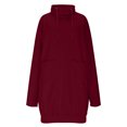 thumbnail image 4 of Floleo Robe d'Été Décontractée pour Femme à Col en V Boutonnée, Manches Longues, Confortable pour le Quotidien, Couleur Unie, Coupe Ample, Mini, pour le Printemps et l'Automne (Rouge, 2TG), 4 of 7