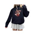 thumbnail image 1 of FOCUSNORM Women Juniors Christmas Printed Sweatshirt, Hooded Pullover with Pocket, Drawstring, 1 of 2