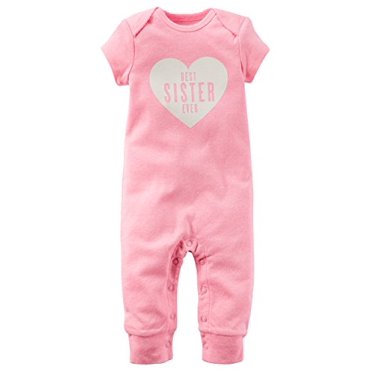 Carter's Baby Girls' Best Sister Ever Jumpsuit, Pink, 3 Months