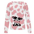 thumbnail image 4 of CEHVOM Womens Shirts Round-Neck Print Long Sleeve Tops Printed Regular Blouse Clearance, 4 of 5