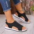 thumbnail image 2 of Kcodviy Ladies Summer Solid Color Women's Sandals Breathable Mesh Open Toe Wedge Sandals for Women Lightweight Flat Sandals, 2 of 7