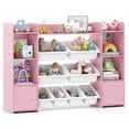 thumbnail image 1 of Costway 4-Tier Large Storage Cabinet with 6 Cubbies & 8 Removable Bins Bookshelf Pink, 1 of 10