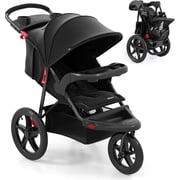 INFANS Jogging Stroller, Jogger Travel System with Shock Absorbing Suspension Dining Plate Cup Holder Adjustable Backrest, Lightweight Baby Strollers for Newborn
