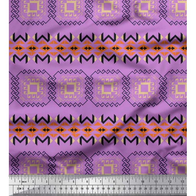 Soimoi Cotton Cambric Fabric Geometric African Printed Fabric 1 Yard 56 Inch Wide