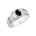 thumbnail image 4 of RYLOS Men's Rings 14K White Gold Classic 7X5MM Oval Gemstone & Diamond Ring Cabochon Onyx October Birthstone Rings For Men Size 13, 4 of 7