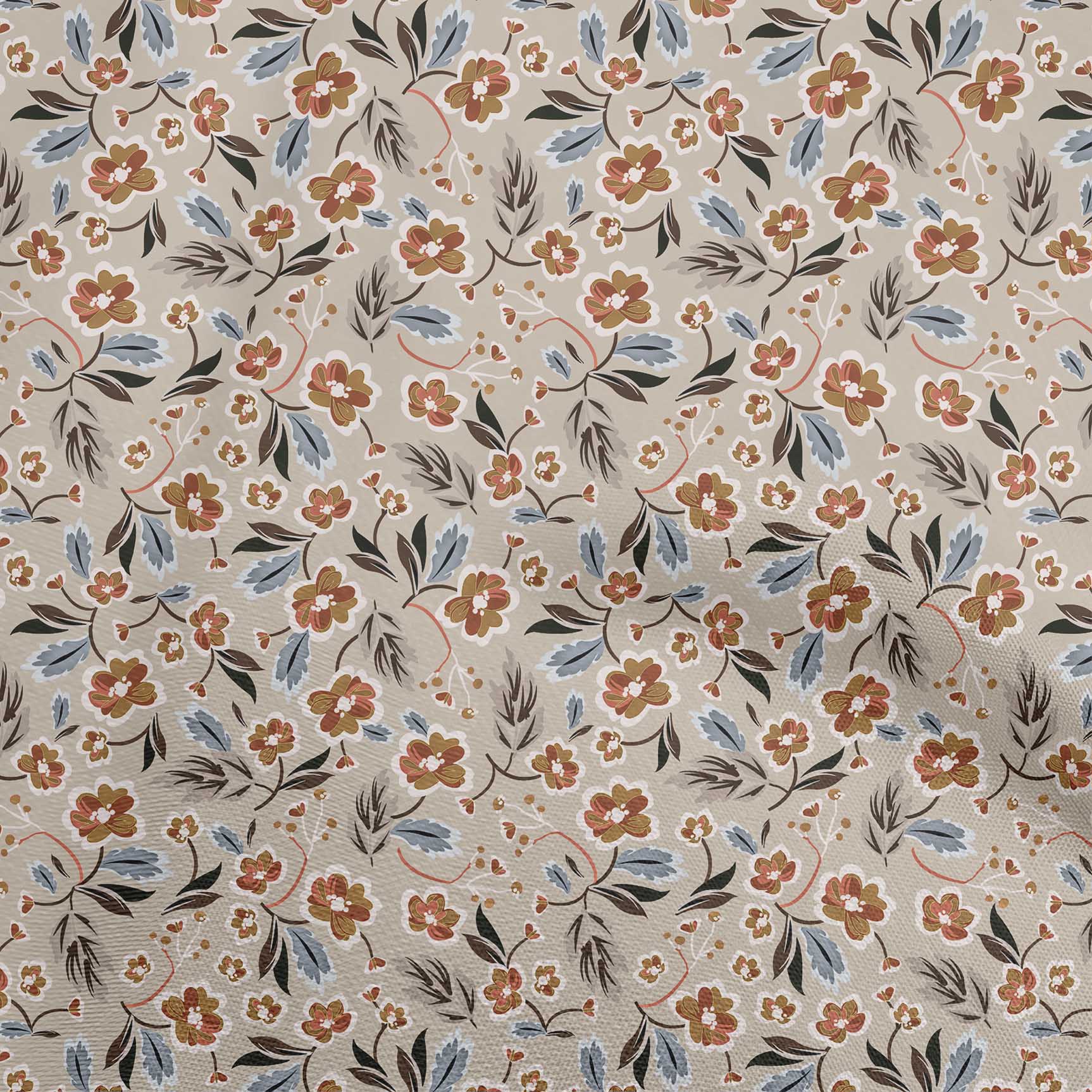 oneOone Rayon Brown Fabric Floral Fabric For Sewing Printed Craft Fabric By The Yard 56 Inch Wide
