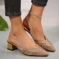 thumbnail image 2 of RXMEKW Rhinestone Slingback Pumps for Women, Pointed Toe Low Block Heel Sandals with Elastic Strap for Wedding, Cocktail Party, and Formal Events in Black, Champagne, and Silver, 2 of 9