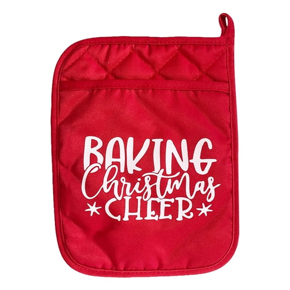 Christmas Gift Set with Insulated Oven Gloves, Heat-Resistant Meal Mats, and Festive Gift Bag – 1 Glove, 1 Mat, 1 Bag