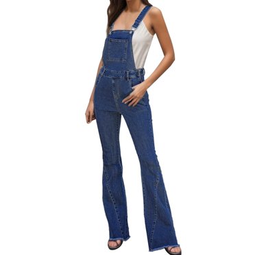 B91xZ Women's Casual Sleeveless Jumpsuits Neck Sleeveless Jumpsuits Spaghetti Straps Harem Long Pants Overalls With Pockets,Blue M