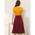 thumbnail image 3 of INSPIRE CHIC Women's High Waist Knit A-Line Pleated Fared Skirt Deep Red S, 3 of 5