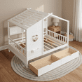 thumbnail image 2 of Homy Casa Denver Collection Solid Wood House Bed Frame with Storage Drawers, Full Size, White, 2 of 6