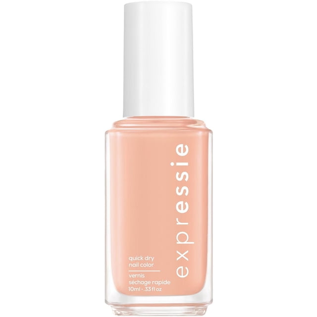 essie expressie Vernis à Ongles à Séchage Rapide Couleur Pêche pastel avec Fini Crème, dans une Bouteille en Verre Rectangulaire Transparente avec Capuchon Blanc et Pinceau Incliné Breveté pour une application Facile, Sèche en une minute Sans base Ni Couche de Finition, Convient aux Manucures Rapides en Déplacement