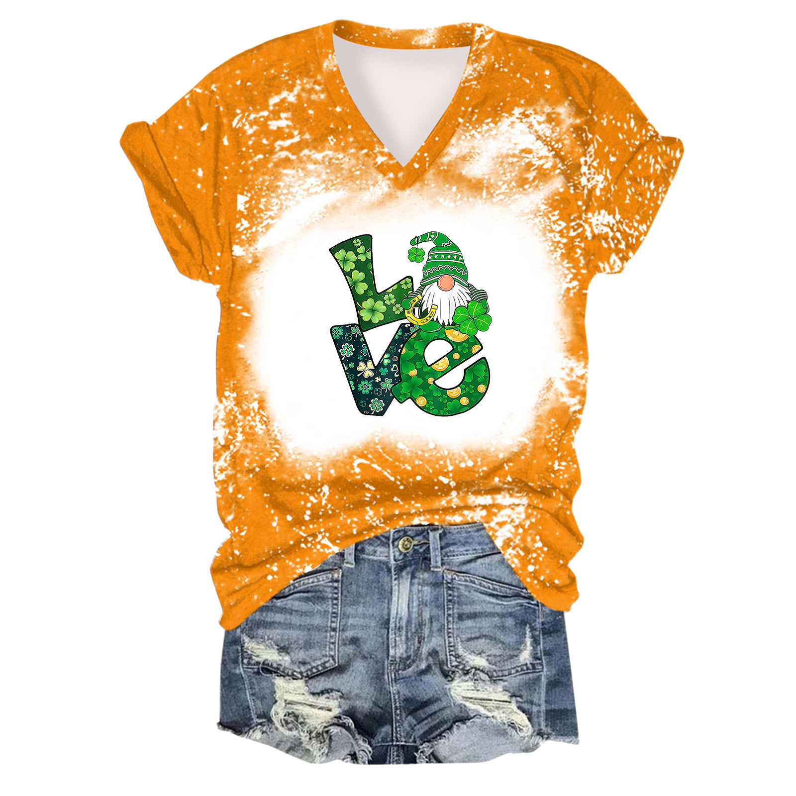 Offres jusqu'à 70 % de Rabais! Hauts d'Été pour Femmes 2024 Grande Taille Mode Fête de la Saint-Patrick T-shirt Imprimé à Manches Courtes Col Rond Haut à Manches Courtes Haut à Manches Courtes Col en V Chemise Cadeau pour Femmes en Solde