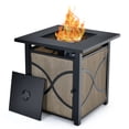 thumbnail image 1 of Costway 25-Inch Square Propane Fire Pit Table 40000 BTU W/ Lid, Fire Glass, 1 of 8