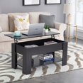 thumbnail image 1 of NiamVelo Table Basse en Bois à Plateau Relevable avec Compartiment Caché et Tablette de Rangement pour Salon, Noir, 1 of 8
