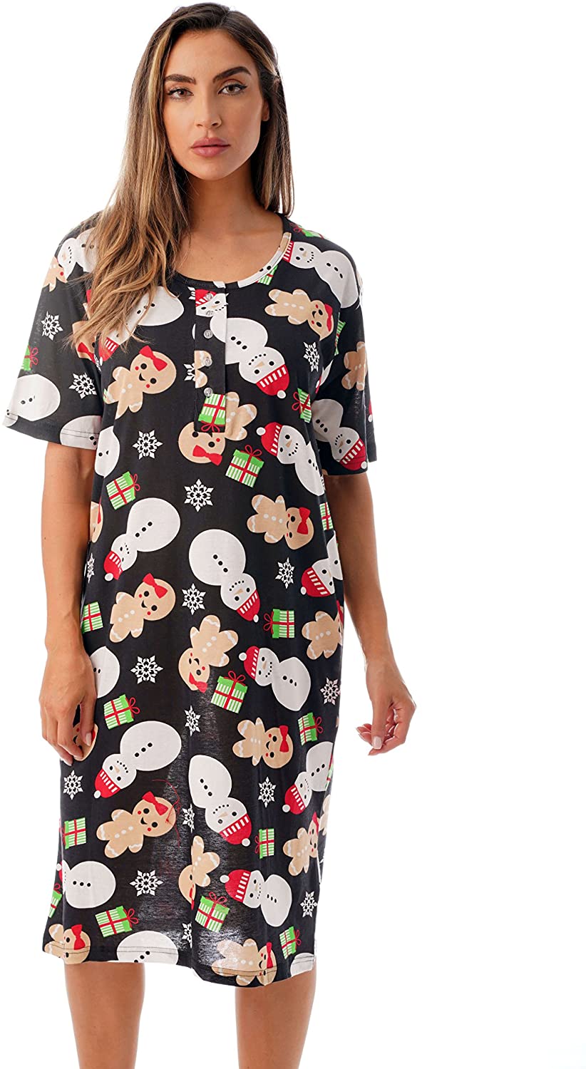 Short Sleeve Nightgown Sleep Dress for Women