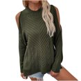 thumbnail image 2 of RKSTN Chandails pour Femmes Mode Couleur Unie Décontracté Col Rond Manches Longues T-Shirt Ample Blouse Hauts Chandail Chandails d'Automne, 2 of 5