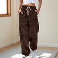 thumbnail image 2 of BLVB Womens Winter Fleece Sweatpants Drawstring Waist Joggers Pants Thick Thermal Comfy Lounge Trousers with Pockets, 2 of 5