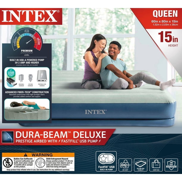 INTEX Dura-Beam® Prestige Air Mattress w/ Built-in USB-powered