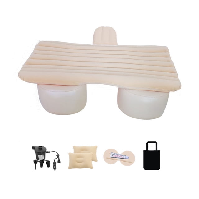 Maytalsory Rear Seat Air Cushion Bed With Unique Child Protection Gear Wave For Stability Car Inflatable Bed Beige Round footed pier